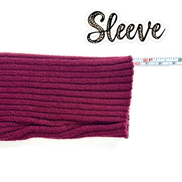 Venus Womens Ribbed Knit Top Sz Small Burgundy Cotton V Grommet Neck Long Sleeve - Picture 11 of 11